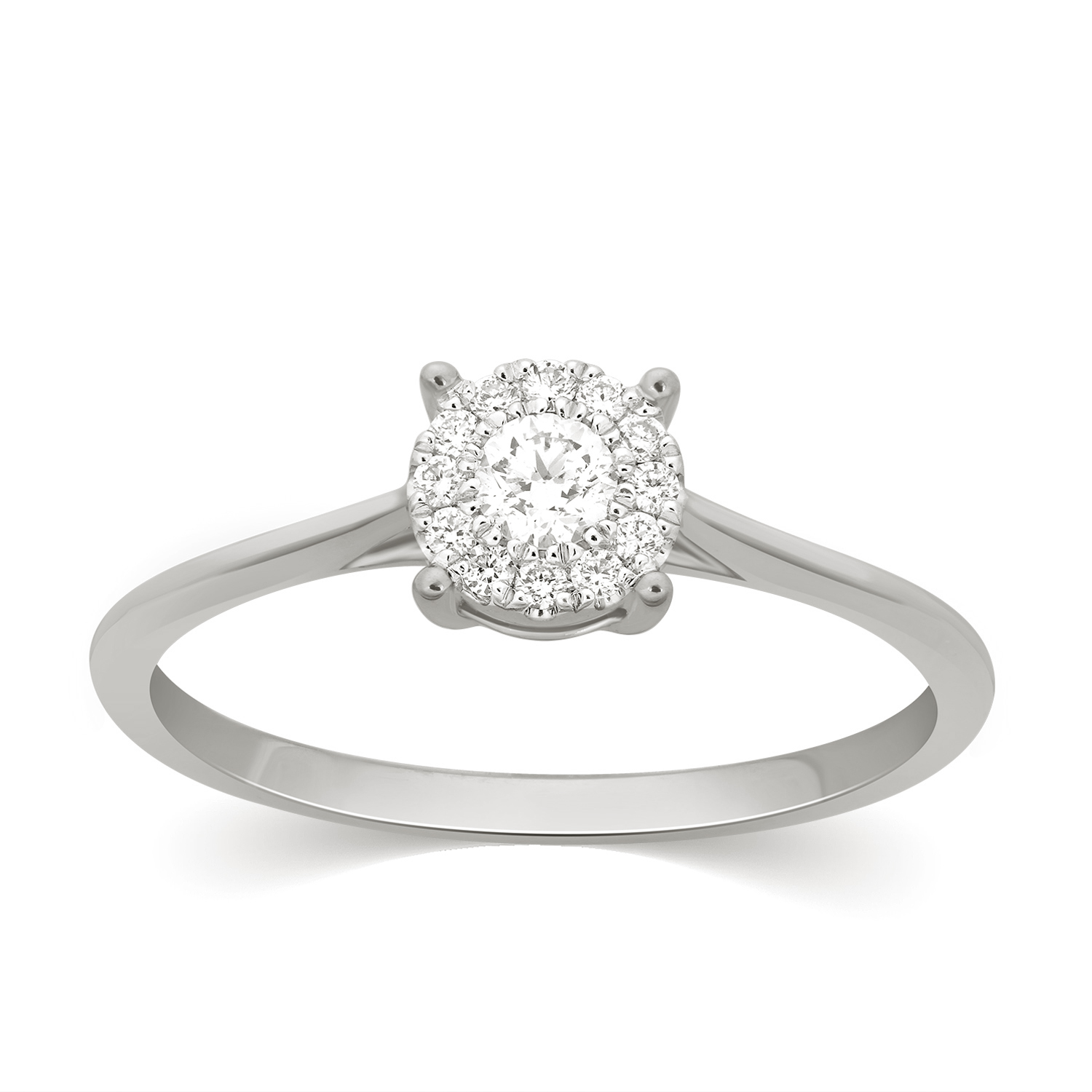 HALO Flower ring med 0.19 ct diamanter i 18 kt guld eller hvidguld
