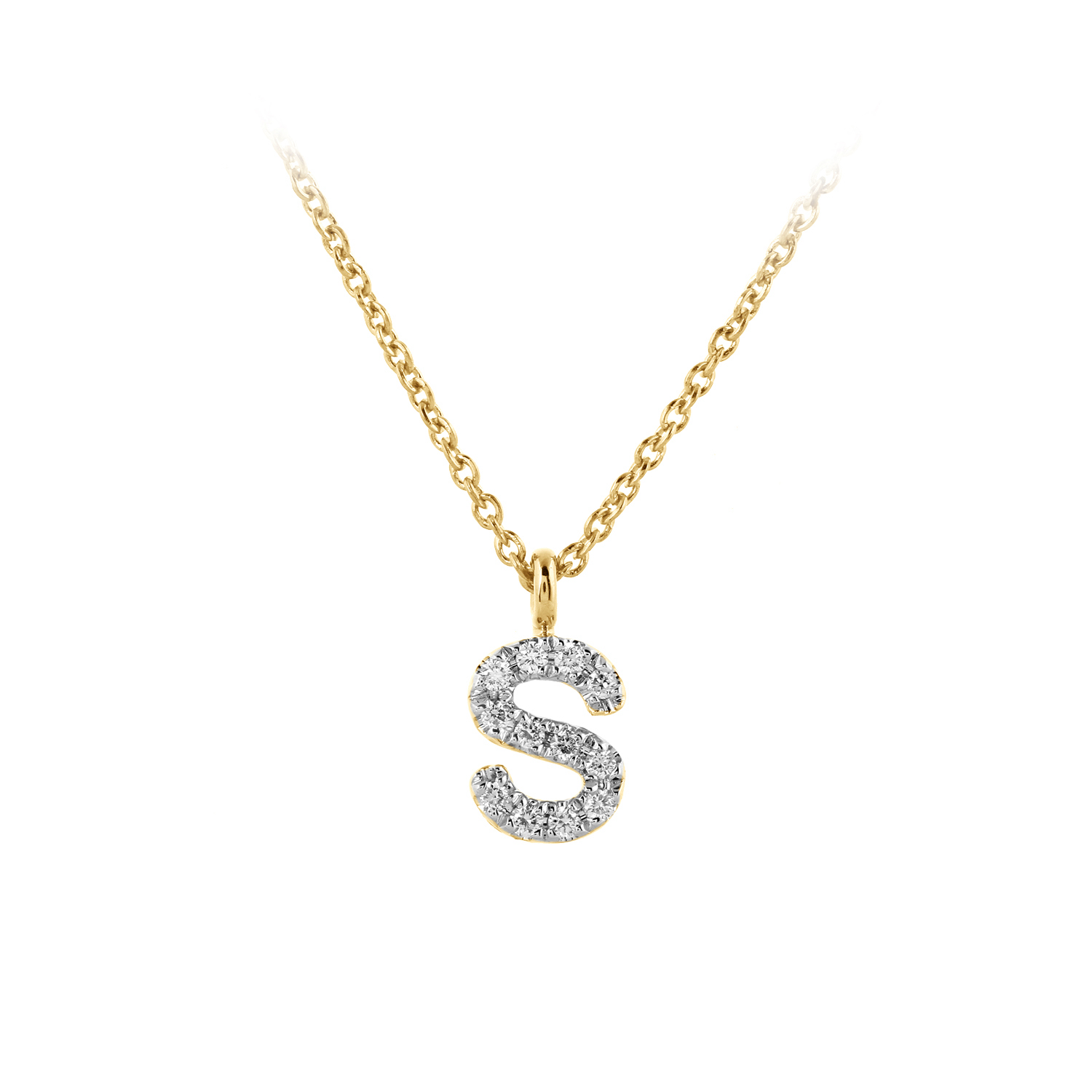 "My letter" Diamant bogstav "S" inkl. kæde i 14 kt. hvidguld- eller guld