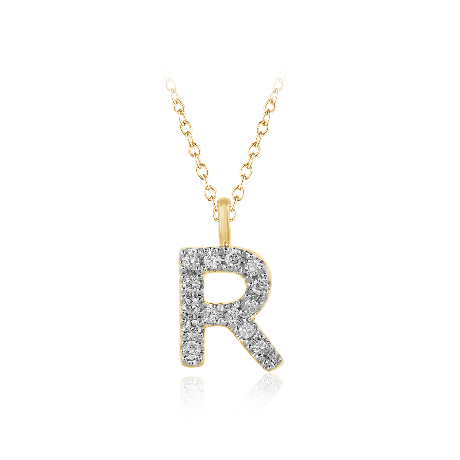 "My letter" Diamant bogstav "R" inkl. kæde i 14 kt. hvidguld- eller guld