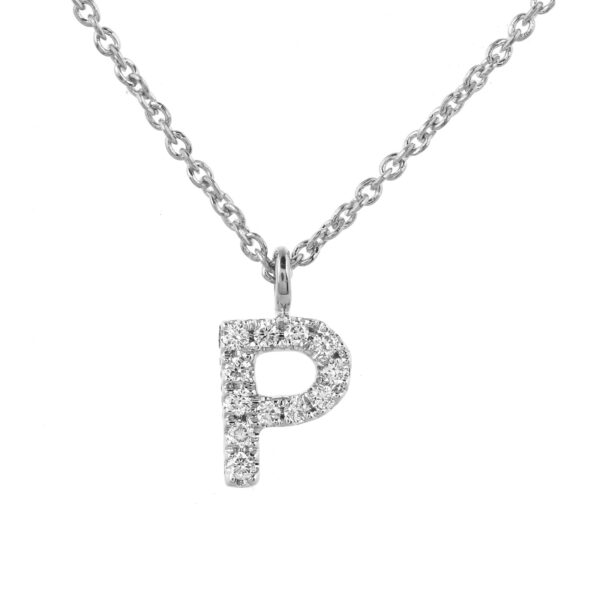 "My letter" Diamant bogstav "P" inkl. kæde i 14 kt. hvidguld- eller guld