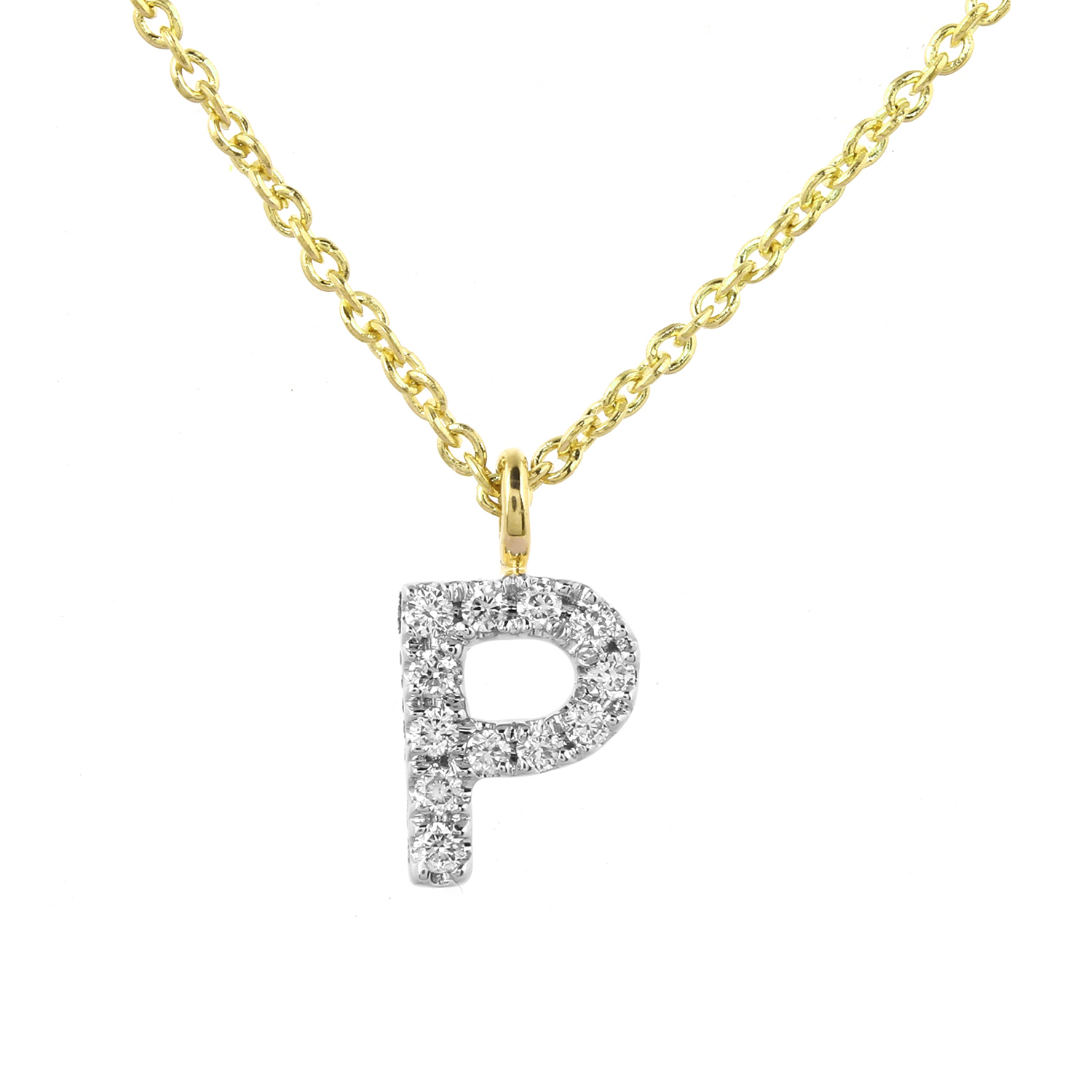 "My letter" Diamant bogstav "P" inkl. kæde i 14 kt. hvidguld- eller guld