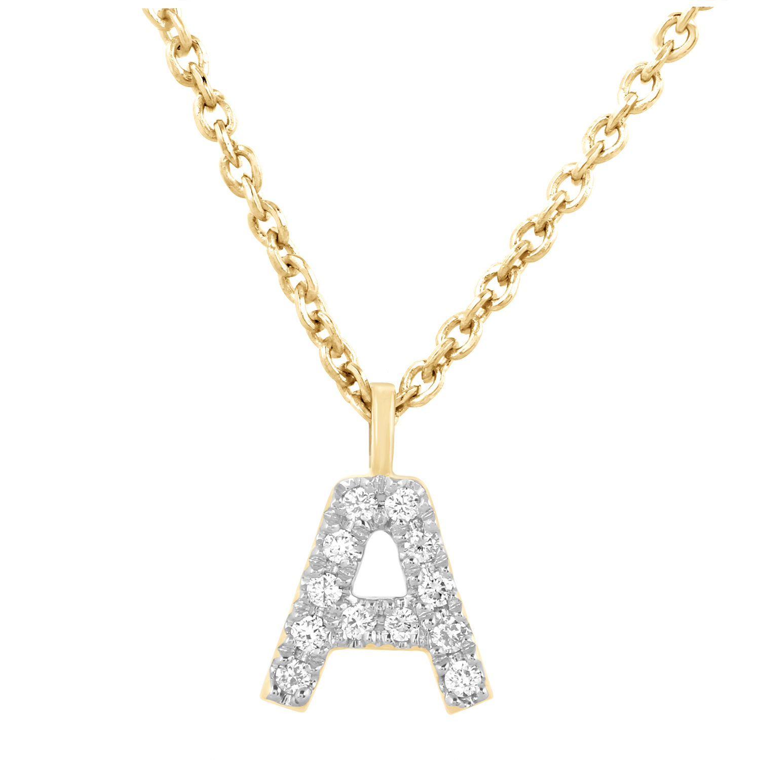 "My letter" Diamant bogstav "A" inkl. kæde i 14 kt. hvidguld- eller guld