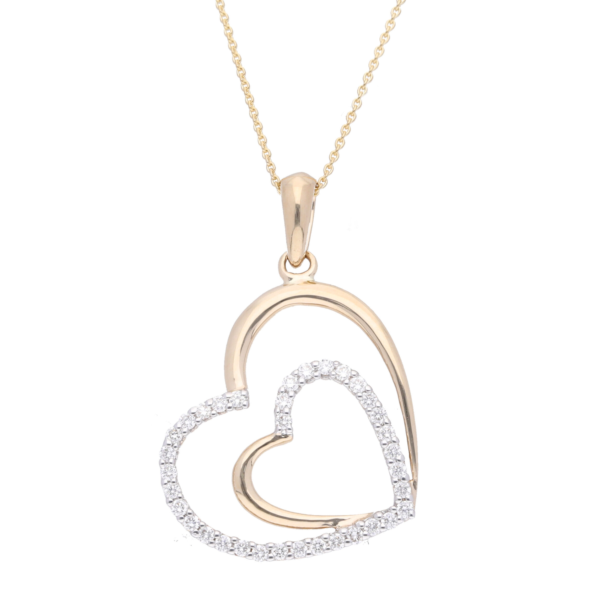 "My Love". Hjertevedhæng med kæde i 14 kt. guld eller hvidguld og 0.25 ct. hvide diamanter.
