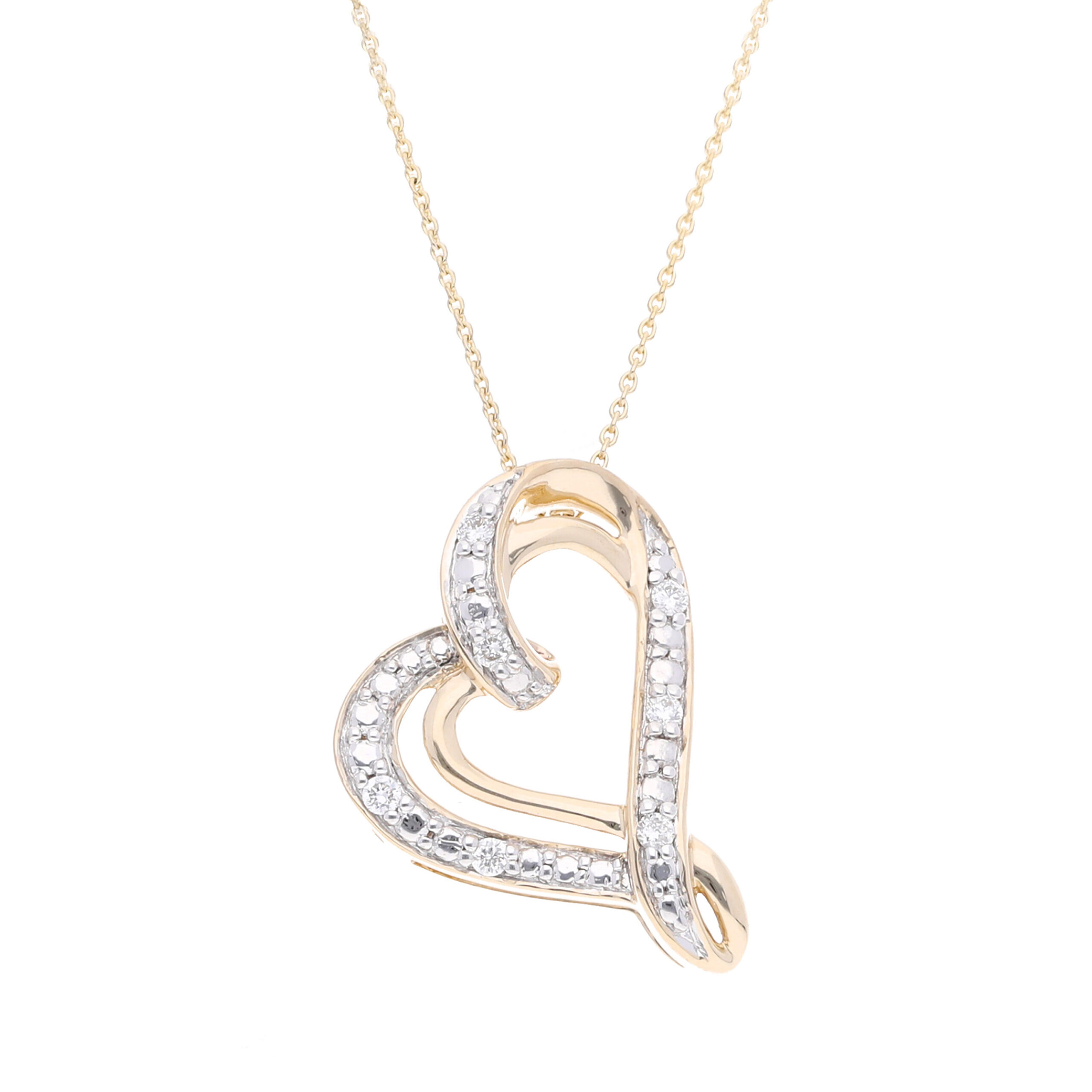 "My Love". Hjertevedhæng med kæde i 14 kt. guld eller hvidguld og 0.08 ct. hvide diamanter.