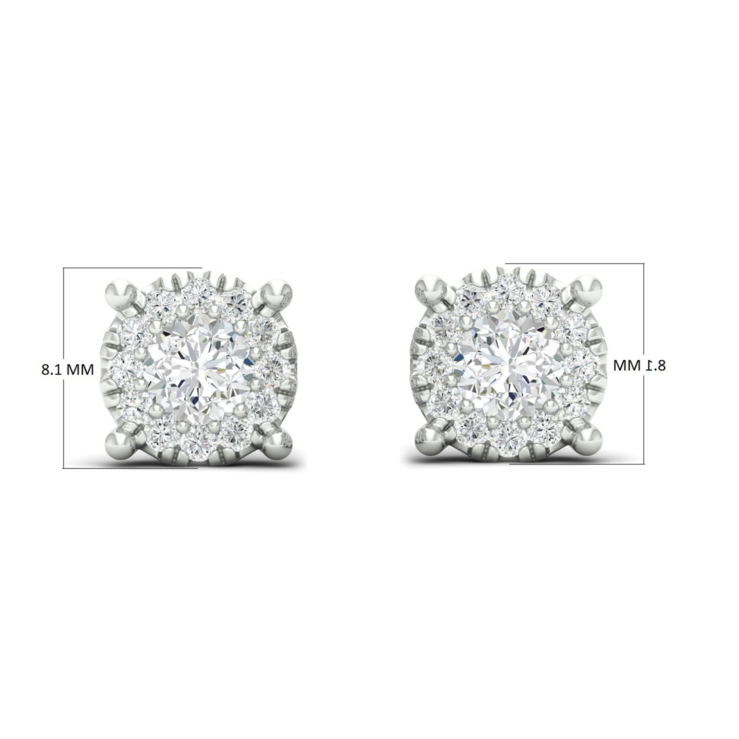 HALO Solitaire ørestikker i 18 kt. hvidguld og 0.95 ct diamanter