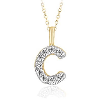 "My letter" Diamant bogstav C med kæde i 14 kt. Guld