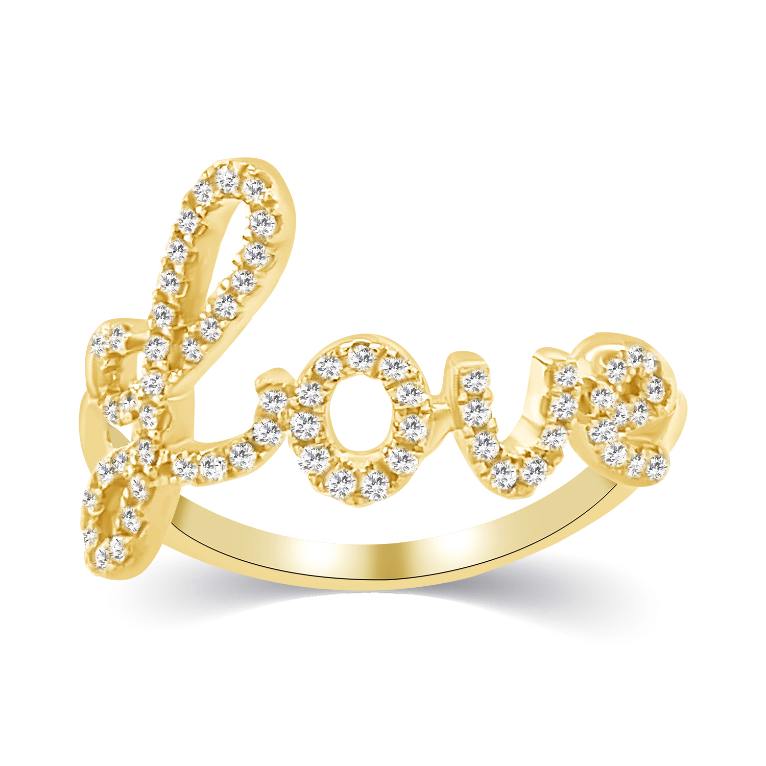 "Love" Diamantring i 14 kt guld eller hvidguld