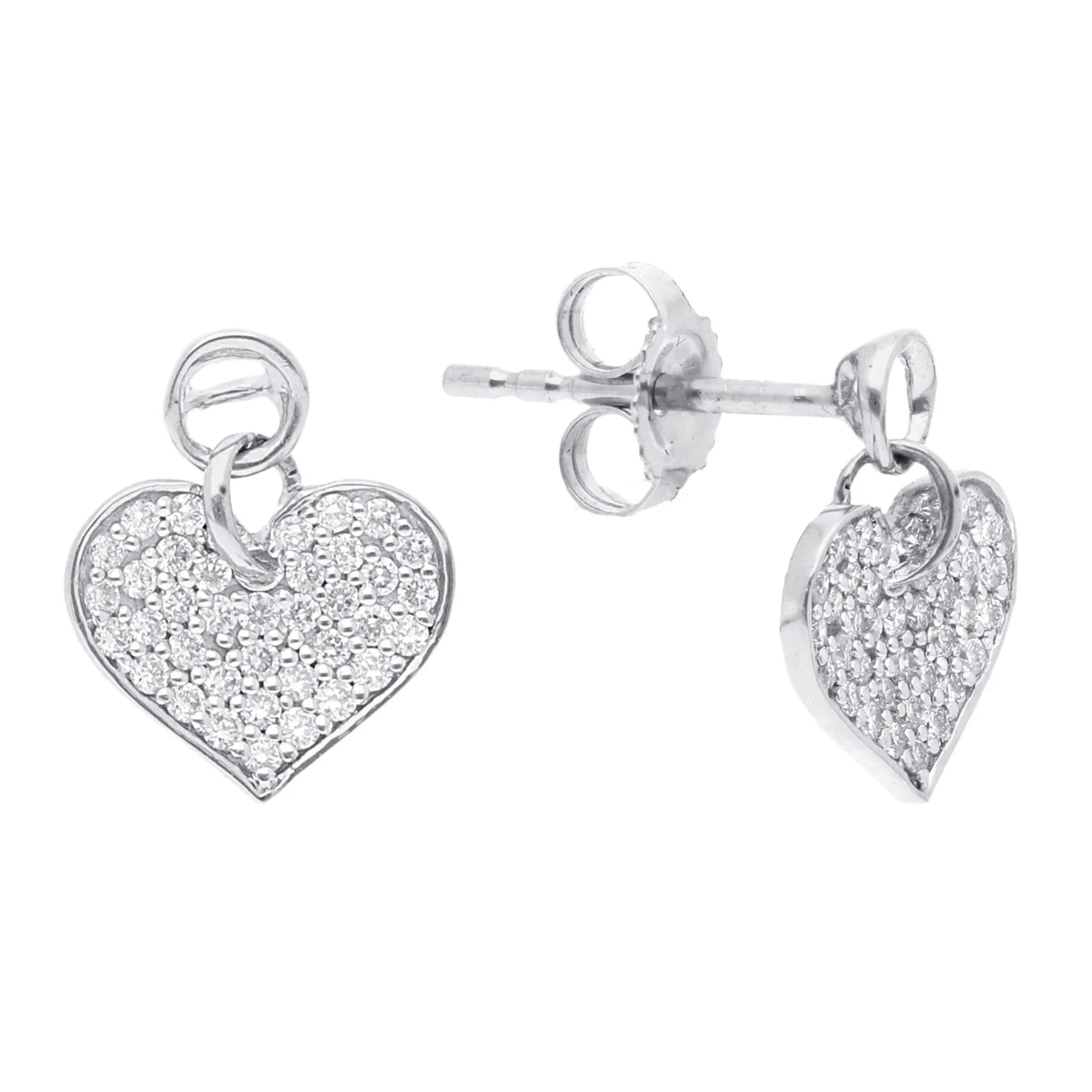Hjerte diamantørestikker i 14kt hvidguld, 0.30 ct diamanter