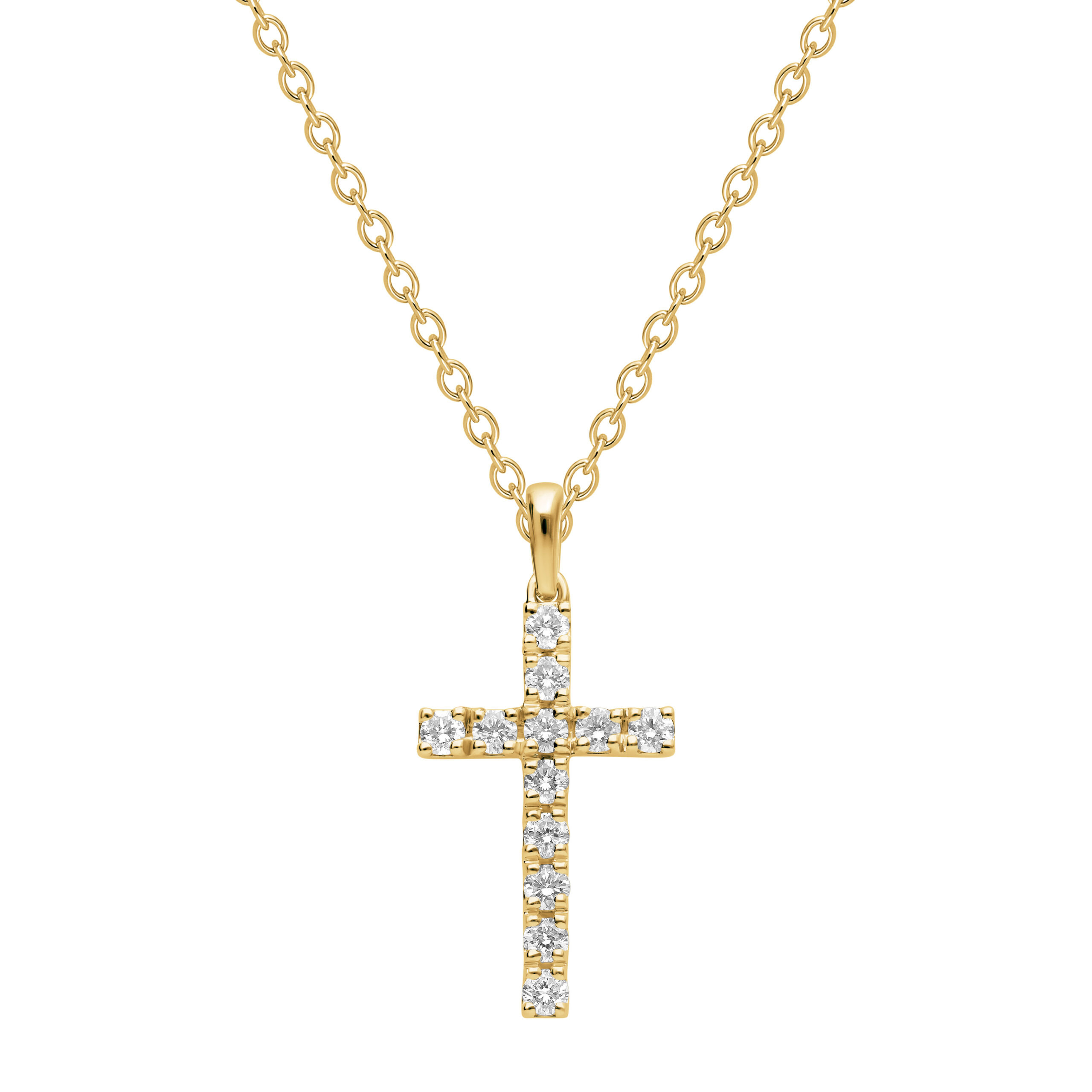 Klassisk kors diamantvedhæng i 14 karat guld eller hvidguld, med 0.49 ct. lab-grown diamanter