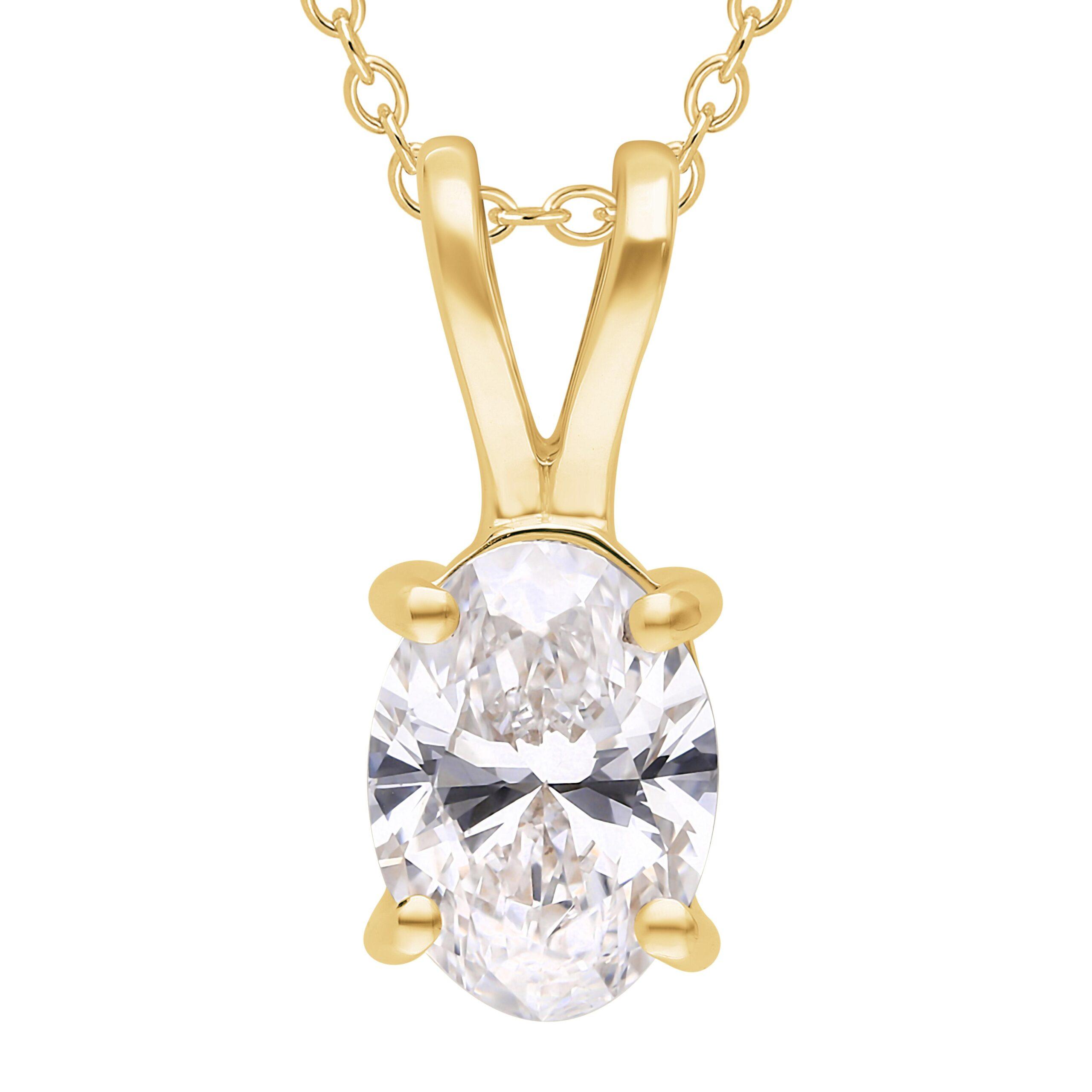 Solitaire ovalt diamantvedhæng 14 Karat Guld – 2.01 carat lab-grown diamant.