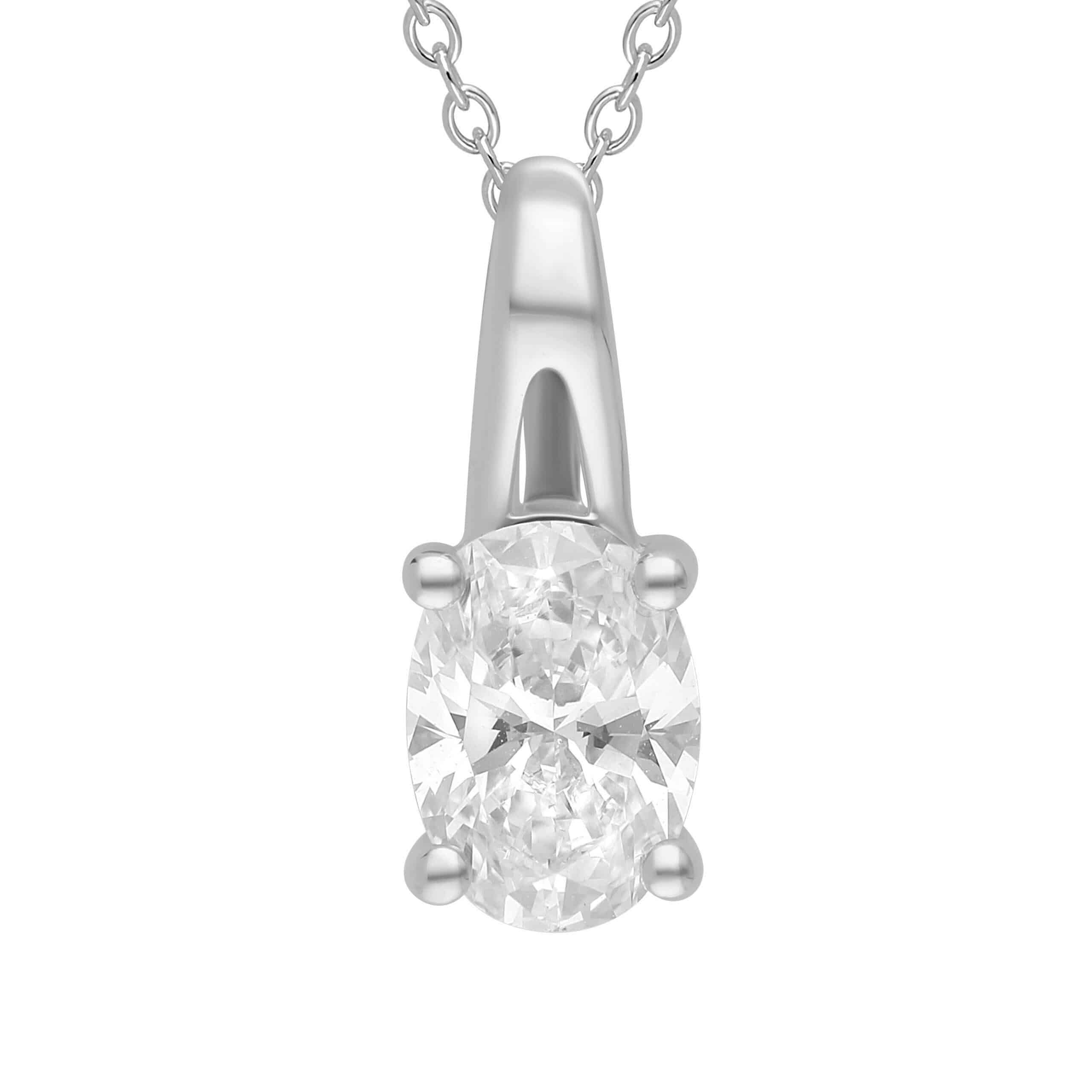 Solitaire ovalt diamantvedhæng 14 Karat Guld – 1.52 carat lab-grown diamant.