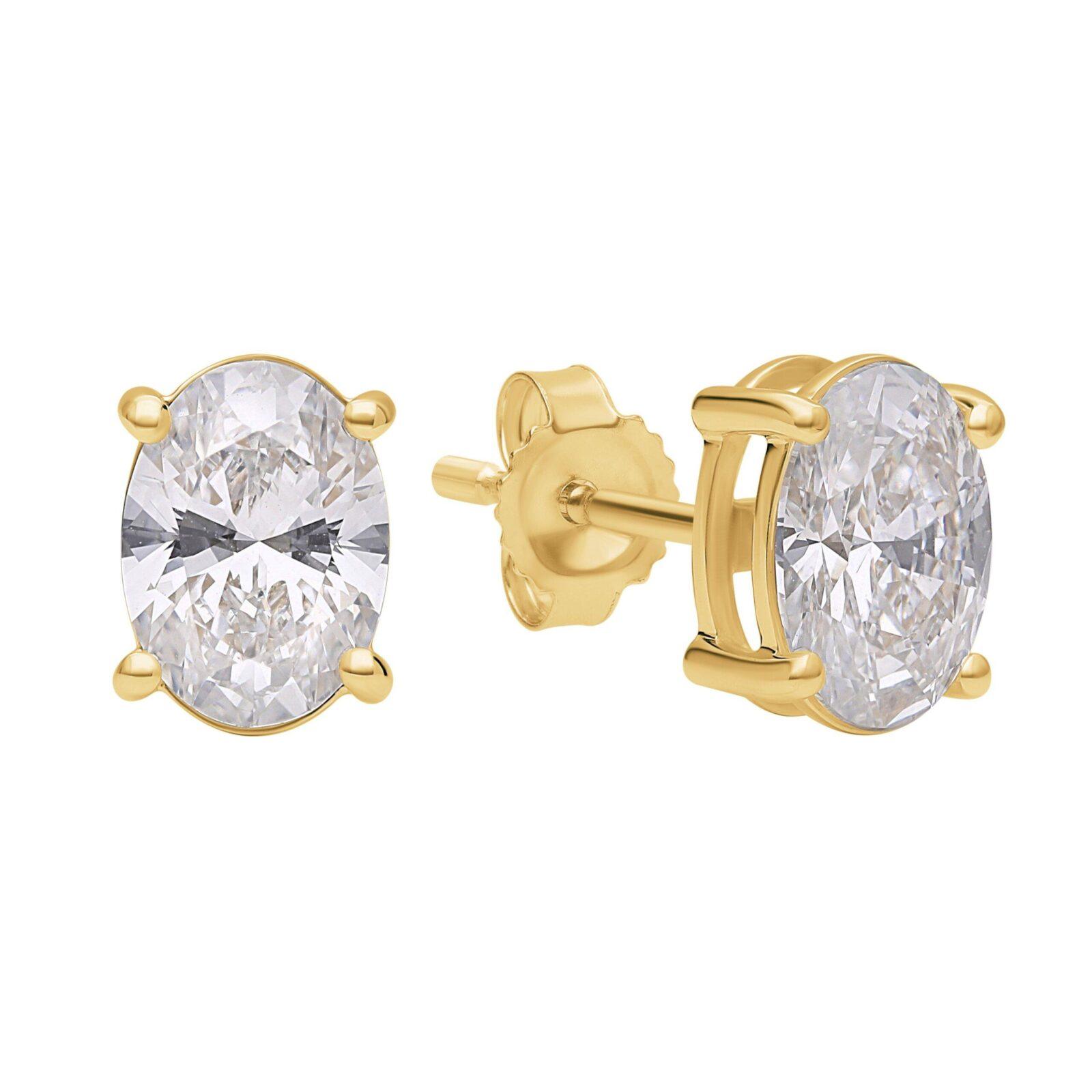 Diamant Oval Cut Ørestikker i 14 kt. guld med 2.03 ct. lab-grown diamanter.